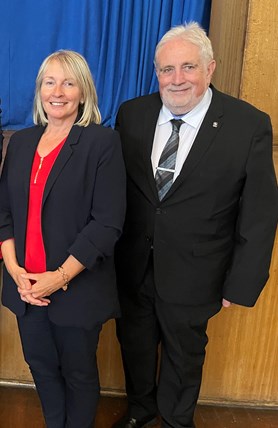 Deborah Butcher stood on the left, with Councillor Cummins stood next to her on the right.