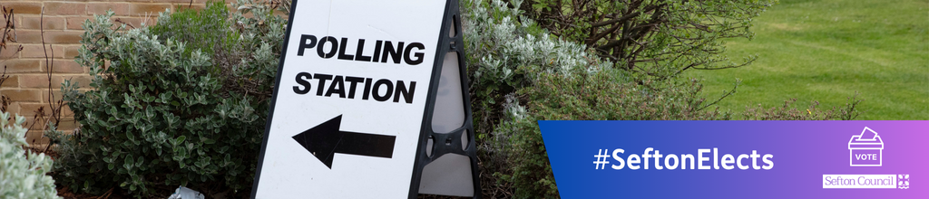A sign to indicate the location of a polling station