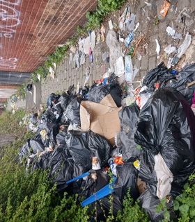 Waste dumped in a street