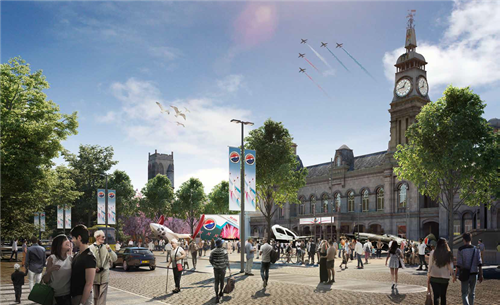 Artist impression of public space outside of Southport Town Hall