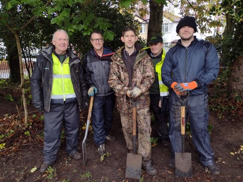 Vitaflo volunteers undertaking planting at Moorside Park