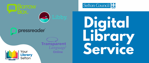 digital library service header with logos for borrowbox, libby, pressreader and transparent language online