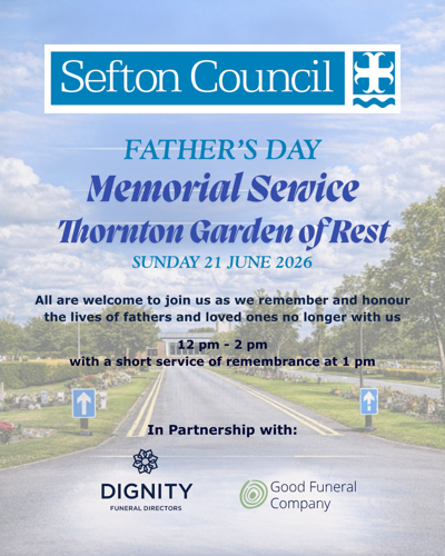 Memorial Service at Thornton Garden of Rest on Sunday 21 June, 12pm to 2pm. All are welcome.