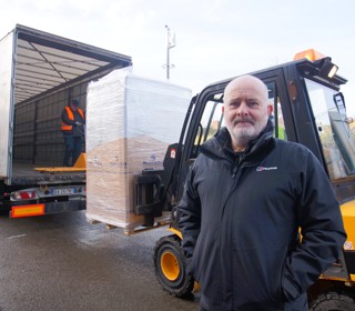 Cllr Harvey at the  Food Caddie delivery
