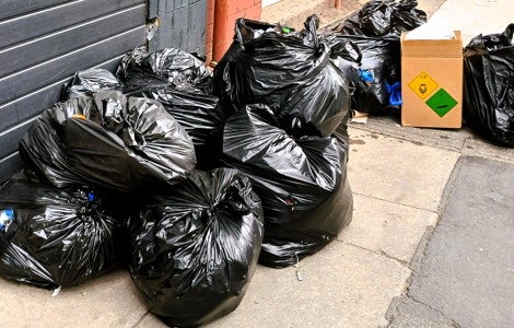 Black plastic sacks of rubbish