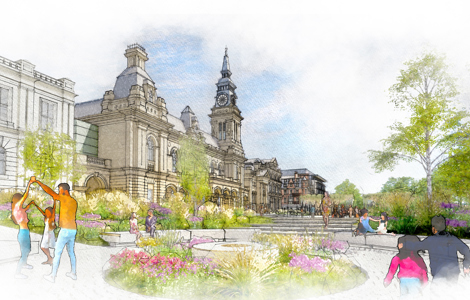 An artistic impression of how the space would look following the regeneration