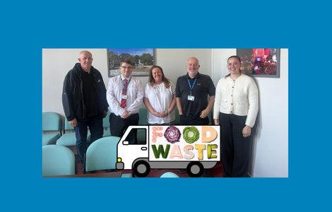 Council Staff and Council Leader and Cabinet Member with Food Waste Truck icon