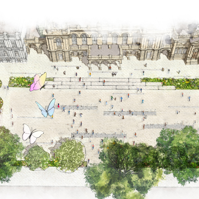 An artistic impression of how the space would look following the regeneration