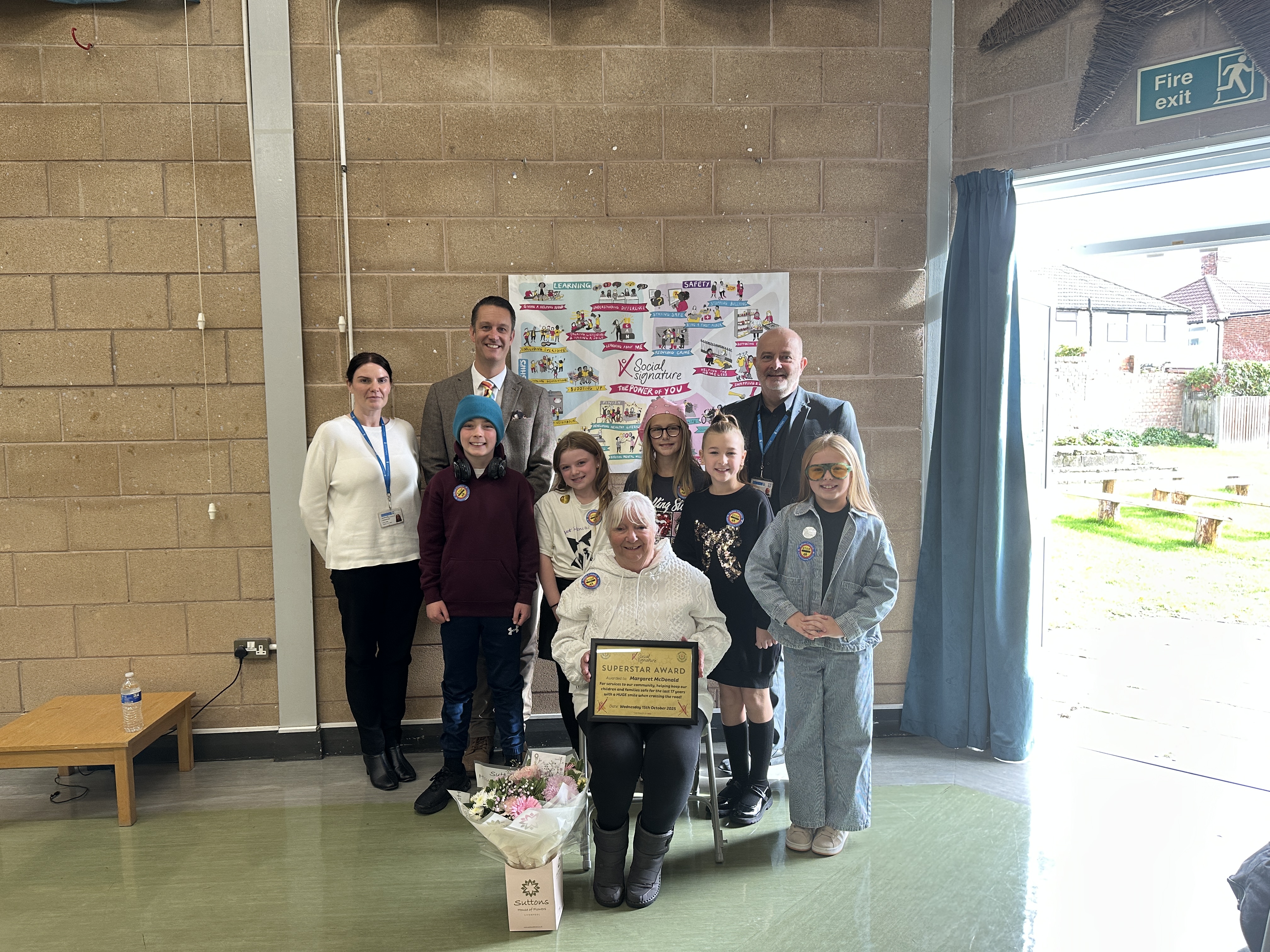 Group of people celebrating Margie's farewell