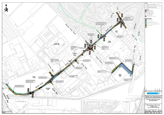 An overview drawing annotated with the changes as part of Maritime Corridor Phase 2