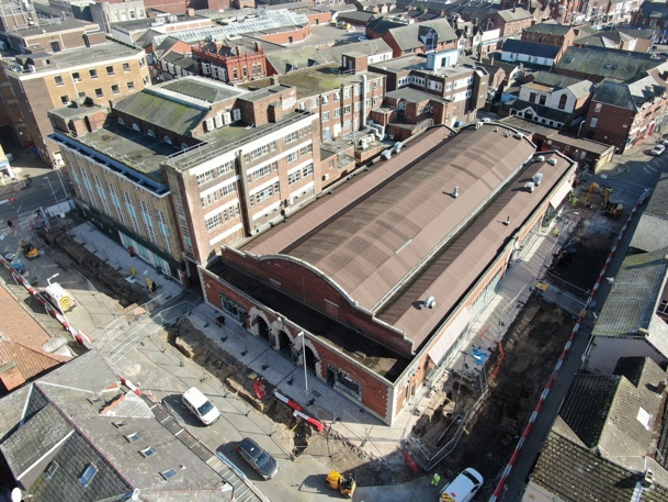 A picture of Les Transformations de Southport Phase 1 site progress in March 2025.
