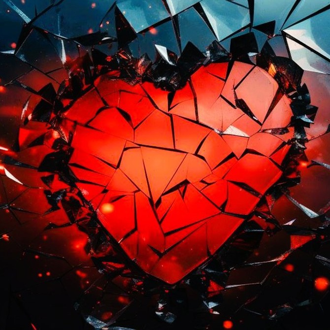 shattered glass heart