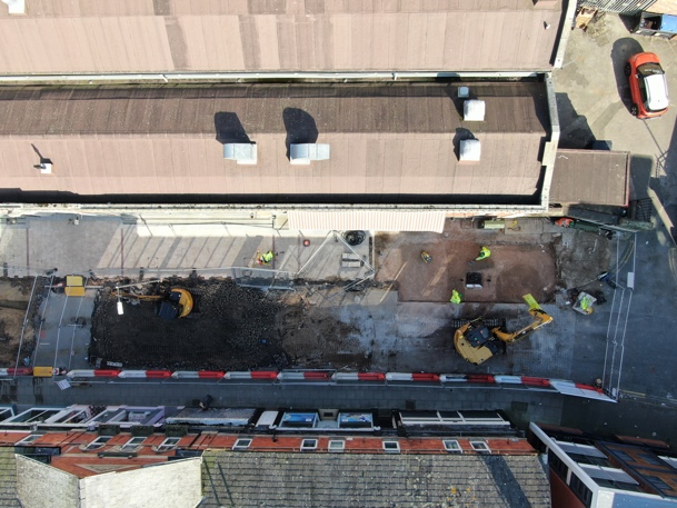 A picture of Les Transformations de Southport Phase 1 site progress in March 2025.